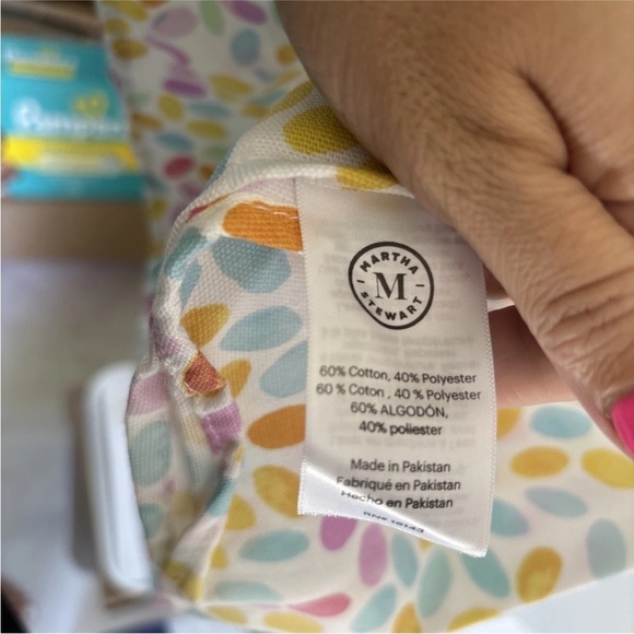 Martha Stewart Round Tablecloth – 70” White with Colorful Eggs - Easter - Picture 3 of 3